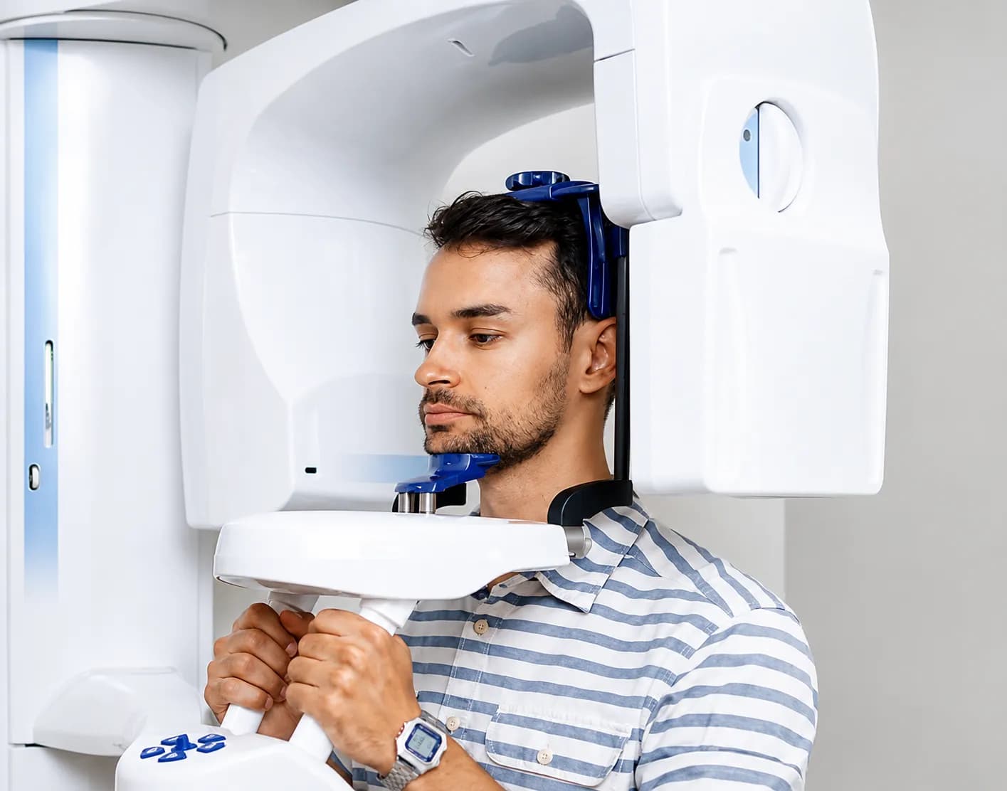 Doctor reviewing 3D dental imaging for implant planning