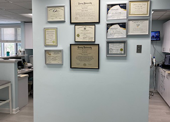 Certificate wall at Susan J Curley, DDS